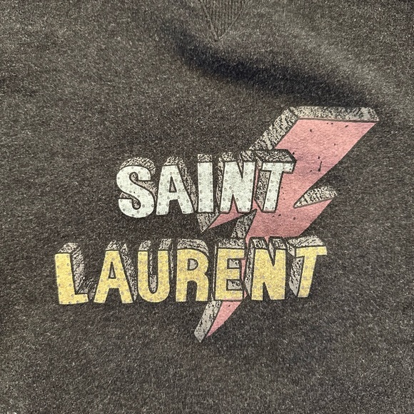 Saint Laurent YSL Lightning Bolt Graphic Sweatshirt Sz M fits like a Small - Picture 2 of 9
